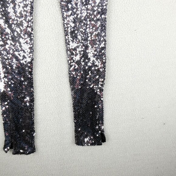 LA Rok Pants Womens Extra Small Silver Sequins Party Club Rave Tights - Picture 3 of 12